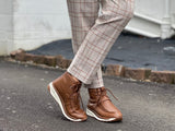 European Wallabee boots. Quality Spanish women's footwear in tan leather. Ankle boots