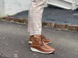European Wallabee boots. Quality Spanish women's footwear in tan leather. Ankle boots