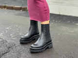 Designer combat boots European made. Spanish boots with stud detail, zipper and elasticated gusset. Chunky boots with robust sole. Women's ankle boots.