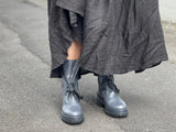 Grungy combat style boot. European, made in Italy from quality, soft leathers. Rugged and robust sole unit, comfortable women's boots. In slate colour