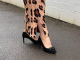 Comfortable, quality European women's stiletto sandal in suede leather. Quirky chain link detailing across the toe bar. Wedding or special occasion shoe in black.