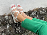 Marca women's sandals with comfortable sole unit. Soft leather strappy sandals in off white.