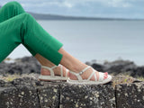 Marca women's sandals with comfortable sole unit. Soft leather strappy sandals in off white.