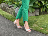 Marian special occasion women's sandals. Strappy leather slingback sandal. Comfortable mid height kitten heel. In metallic colours.