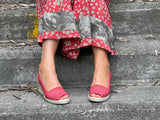 Via Nova Frolly European women's espadrille sandal. Made in Spain wedge sandal in red.