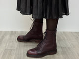 Combat style boot. European, made in Italy from quality, soft leathers. Rugged and robust sole unit, comfortable women's boots. In slate colour.