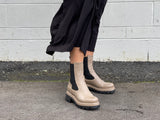 Good quality European boots made in Italy. Soft leather, Chelsea women's boot with elasticated gusset. Pull on boot.  Chunky soled boots.