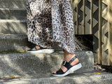 Quality European women's sandals. Made in Spain, comfortable flexible sandals in soft leather. In Black.